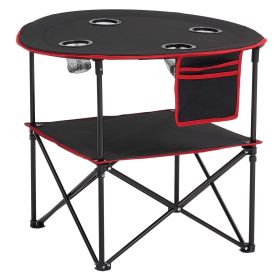 Folding Portable Camping Table Oxford Outdoor Picnic RoundTable 4 Cup Holders Folding Portable Camping Table Oxford Outdoor Picnic RoundTable 4 Cup Holders